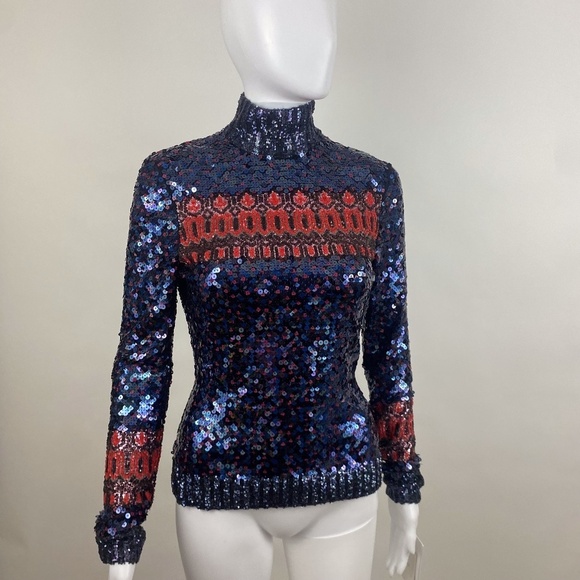 Dior Sequin Turtleneck Blue NWT - Picture 1 of 9